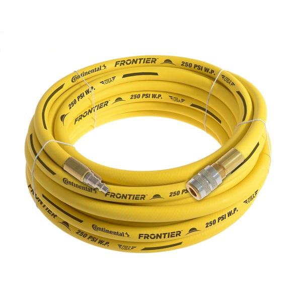 3/4" x 50' Yellow EPDM Air Hose, 250 PSI, 3/4" Ind. Interchange M+F QC